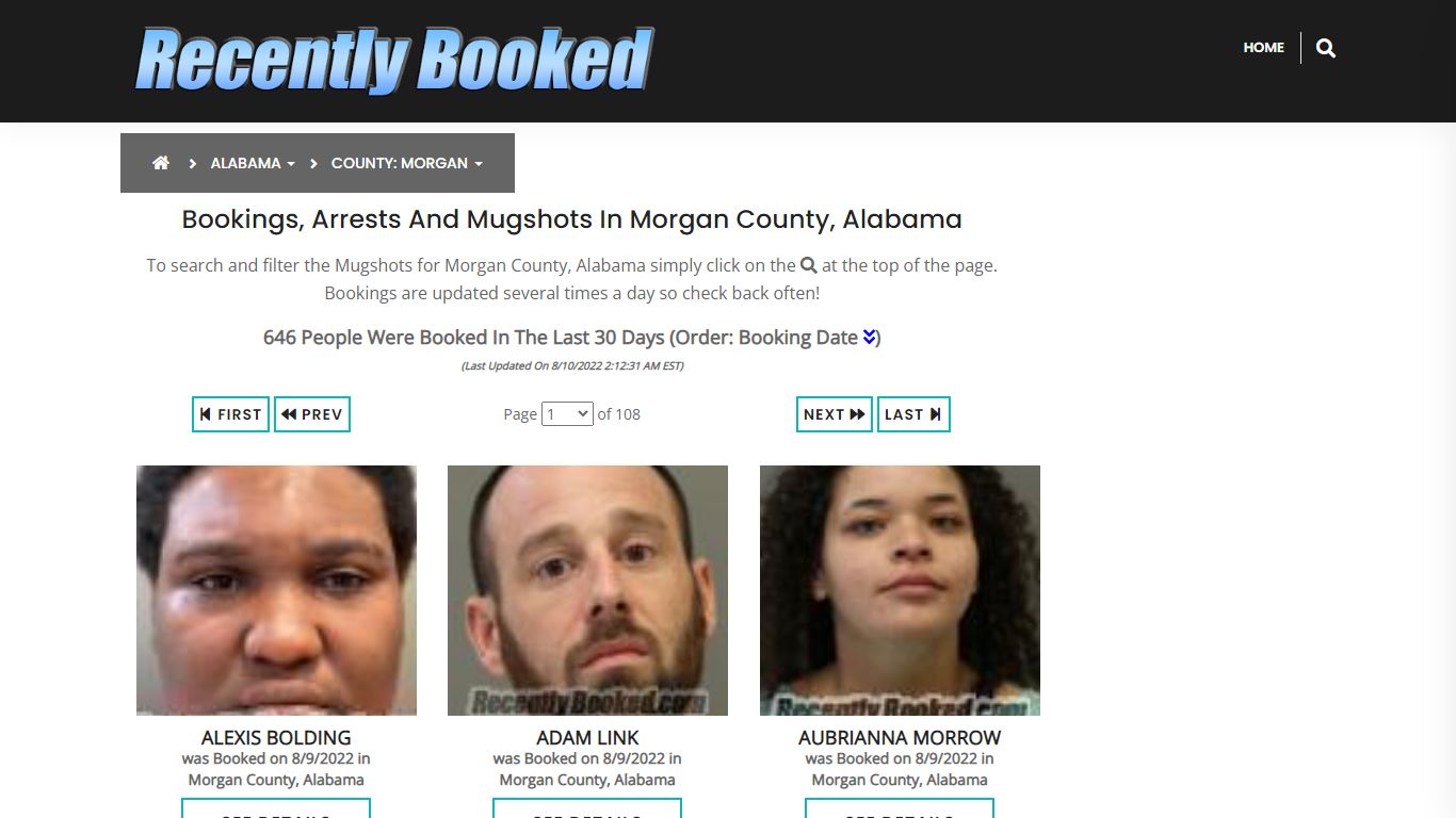 Recent bookings, Arrests, Mugshots in Morgan County, Alabama